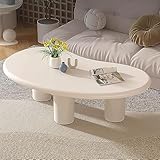 💛 MINIMALISTISCHER STIL: Der weiße Couchtisch ist exquisit gestaltet, modern und schlicht, mit einer schön geschwungenen, unregelmäßigen Tischplatte, die Ihrem Wohnraum einen skurrilen Charme und ein neues visuelles Erlebnis verleiht. Die Kante des Couchtisches ist fein geschliffen und poliert, mit einem abgerundeten Bogen, um Stöße zu vermeiden, nicht nur stilvoll, sondern auch sicher.