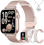 Iaret Smart Watch for Women, 1.83" HD Fitness Tracker with 4 Bands, Answer/Make Calls, Heart Rate/Sleep/SpO2/Step Tracking, 100+ Sport Modes, Android/iPhone Compatible Gift (Rose Gold)