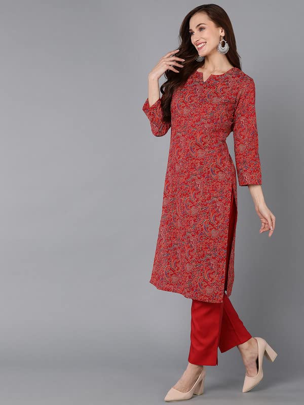 Image of Vaamsi Women's Rayon Blend Floral Printed Kurta Trousers With Dupatta Kurta Set