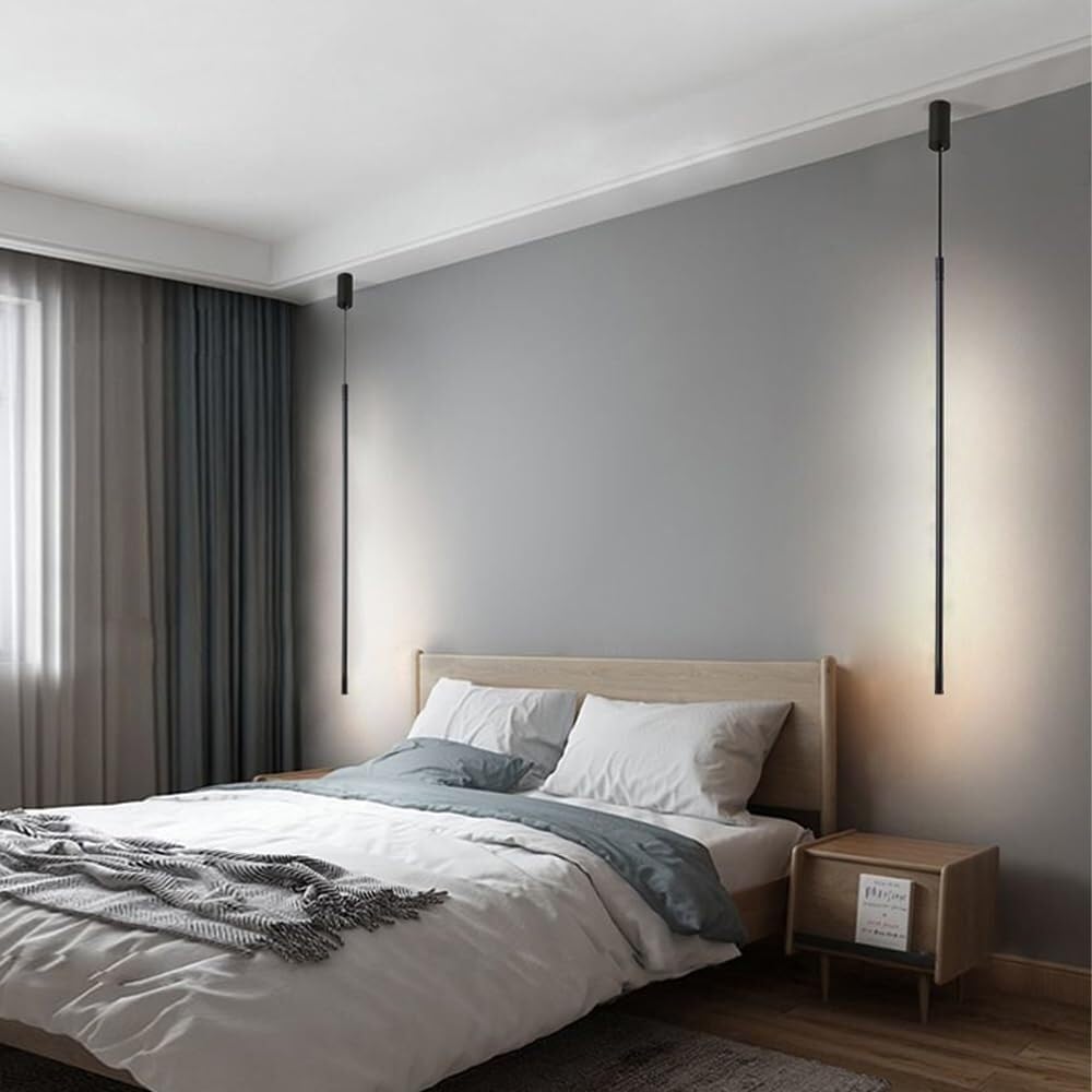 Moderne Linear LED Pendelleuchte Minimalistisch Schwarz Aluminium Hängelampe