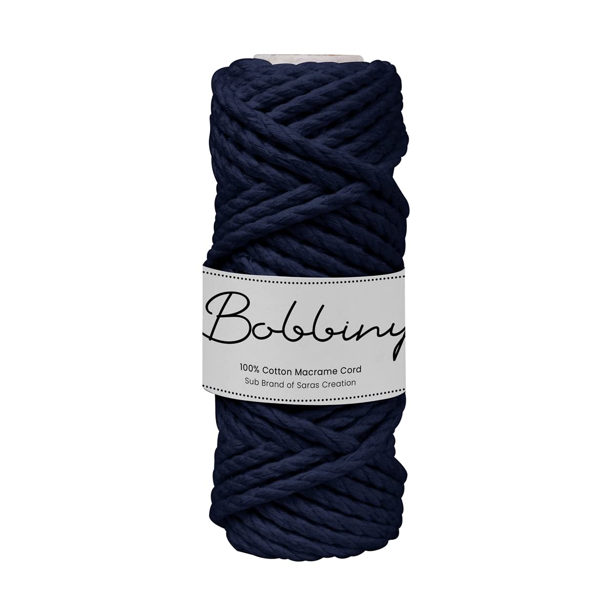 Bobbiny | 3 Ply Twisted Macrame Cotton Cord Dori (Roll Packaging) Thread for Macrame DIY and Other Projects | Navy Blue | 3mm,10 Meter