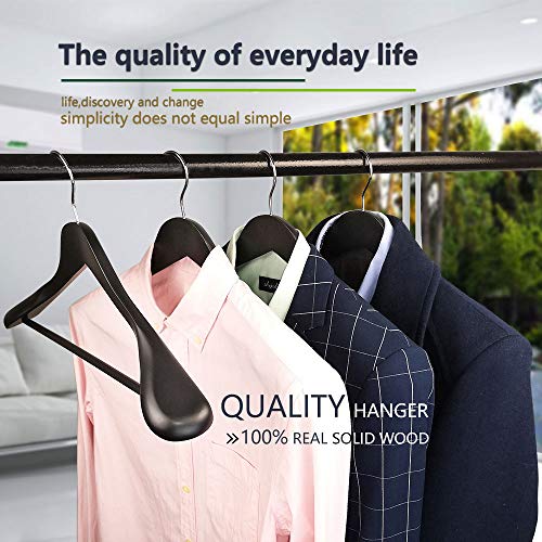 Coat Hanger 8-Pack, Meqution Wood Hangers Trouser Hangers Extra Wide Shoulder Wooden Hangers For Heavy Coat, Sweater, Skirt, Suit, Pants, Retro Finish (Black) #TOP1