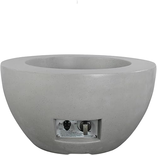 Vista 5 de Kante Mesa auxiliar redonda de hormigón Grigio de 25" de ancho para exteriores Txture Bowl-Grigio