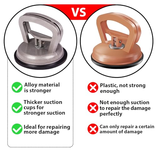 Image of Dent Puller Suction Cup Kit - Paintless Car Body Repair Tool for Dent Removal, Aluminum Alloy Heavy Duty Suction Cups with Thickened Rubber Base for Glass, Tile & Granite Slab Lifting