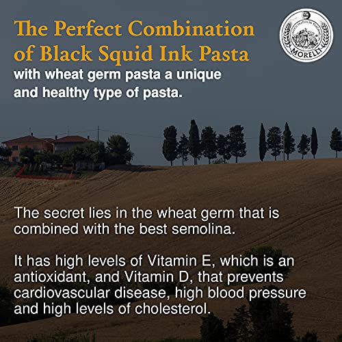 Morelli Squid Ink Pasta Linguine- Organic Italian Pasta - Black Pasta Noodles - Durum Wheat Semolina & Squid Ink Pasta Fusilli (Rotini) - Organic Italian Pasta - Black Pasta Noodles #TOP2