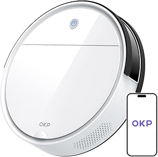 OKP K5 Robot Vacuum Cleaner, 2500 Pa, 120 Min, Self-Recharge, Programmable with 3 Power Modes, Auto Return to Station, Qui…
