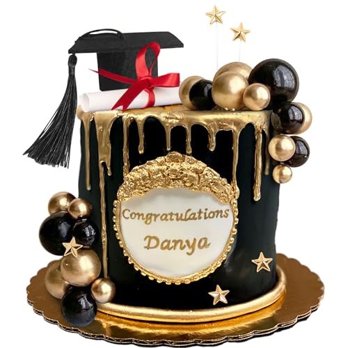 2026 Graduation Decorations Graduation Cap Black and Gold Cake Decorations Class Of 2026 Cupcake Toppers