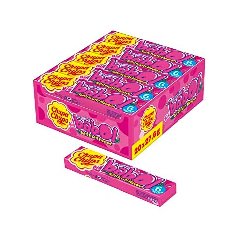 Chupa Chups Big Babol Tutti Frutti Bubble Gum, Theken-Display enthält 20 Stangen Kaugummis mit Frucht-Geschmack Cover