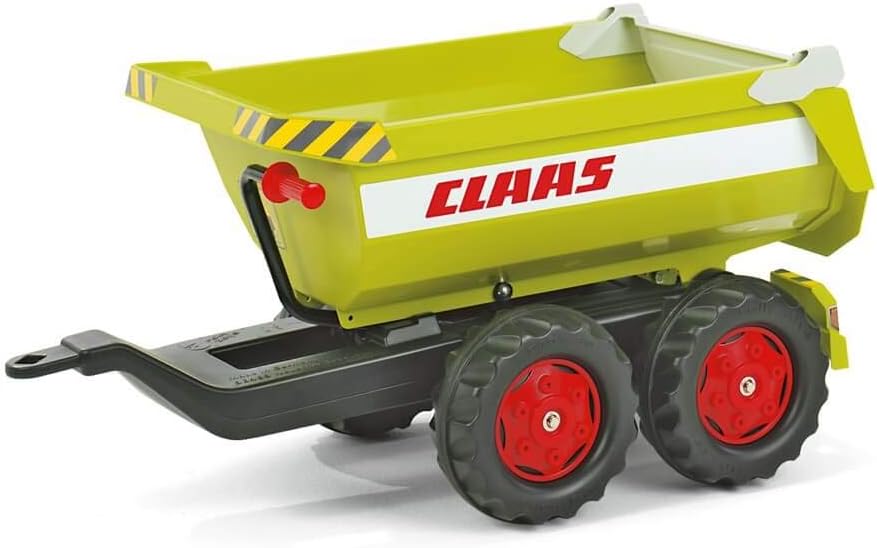 Rolly toys | rollyHalfpipe Giant Claas Twin Axle Trailer (Green) | Can be Attached to Any Large Tractor | Handle Assisted Tipping Action | Ages 3+ | 12/221/9