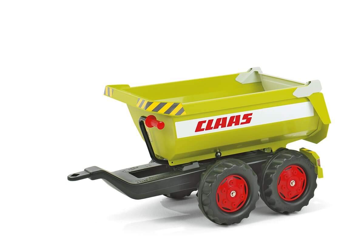 Rolly toys | rollyHalfpipe Giant Claas Twin Axle Trailer (Green) | Can be Attached to Any Large Tractor | Handle Assisted Tipping Action | Ages 3+ | 12/221/9