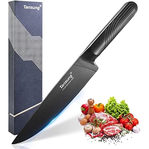 TANSUNG Chef Knife, 8" Pro Kitchen Knife Ultra-sharp Cutting Cooking Knife with Durable Stainless Steel Nonstick Blade Ergonomic Handle for Home Gourmet Restaurant Cooker Gift Cover