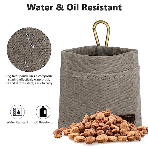 vsshe Leckerlitasche für Hunde, Freihändige Hundeleckerlitasche mit Automatischem Verschluss Futterbeutel Hundetraining Leckerlibeutel Klein Magnet Gassitasche für Katzenfutter Hundefutter Grau