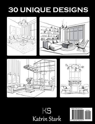 Interior Design Coloring Book for Adults: Colouring Book with Inspirational Home Designs, Fun Room Ideas, and Beautifully Decorated Houses for Relaxation (Houses Coloring Books) image 4