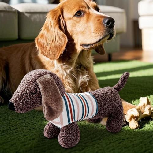 Dog Chew Hundespielzeug, quietschendes Plüsch, Dackel-Design für Welpen | Zahnreinigungstaste für Welpen, weiches Plüschtier, Kauspielzeug