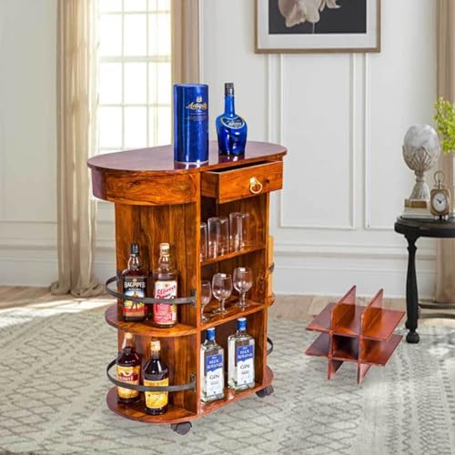 Image of Wooden Bar Cabinet for Home (Mahogany Honey)