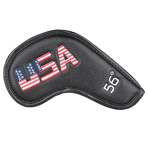 Housse de tête de club de golf pour cales droitiers 56 degrés cuir noir protection