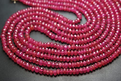 Saphir rose perles rondelles facettées 4.5-6mm pierre naturelle pour création de collier - 2