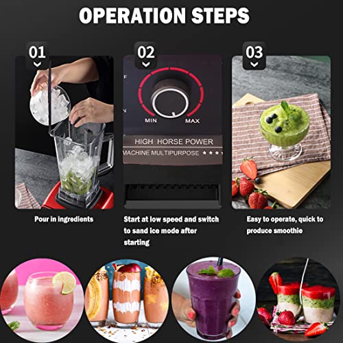 Tkradish 2 In 1 Professional Blender For Kitchen, 4500 Watt Powerful Personal Smoothie Blenders Machine, Food Mixer And Grinding For Smoothies Puree Ice Crush With 2 Container(24+68) Red And Black #TOP3