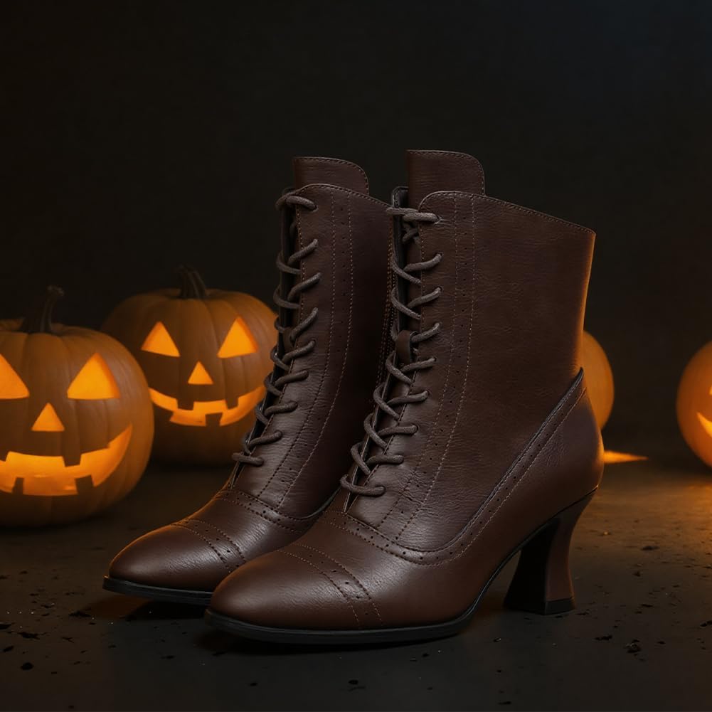 Erocalli Victorian Boots Witch Costume Renaissance Shoes Women Pirate Vintage Boot Witchy Clothes for Women