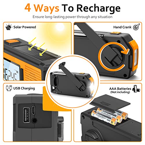 【2022 Newest Version】 Emergency Weather Alert Radio+Am/Fm/Noaa Weather Emergency Crank Radio, Solar Hand Crank Portable Radio With Sos Alarm For Emergency And Outdoor #TOP7