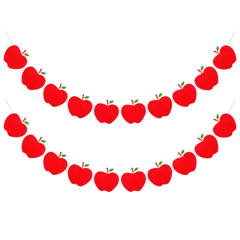 FSSTUD 2 Packs 9.8 Ft Large Apple Party Garlands Teacher's Day Apple Banners Christmas Eve Banner Garland Fruit Theme Banner Apples Themed Birthday Party Decorations for Wall Fireplace