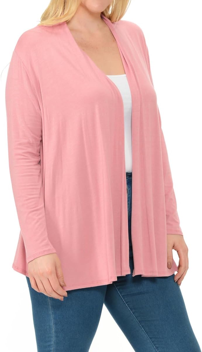 Pastel by Vivienne Women's Long Sleeve Jersey Plus Size Cardigan