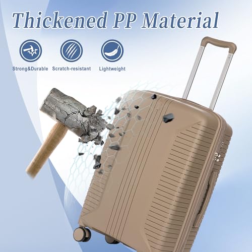 Image of 3 Pcs Hardshell Luggage Sets, Lightweight Wave Suitcases with Spinner Wheel