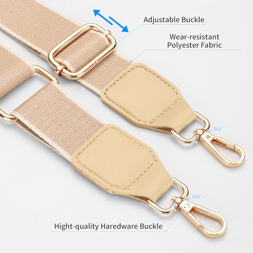 Image of Hamdecro Purse Straps Replacement Crossbody, Universal Wide Shoulder Strap for Bags Adjustable Straps for Handbags, Gold Buckle - Apricot