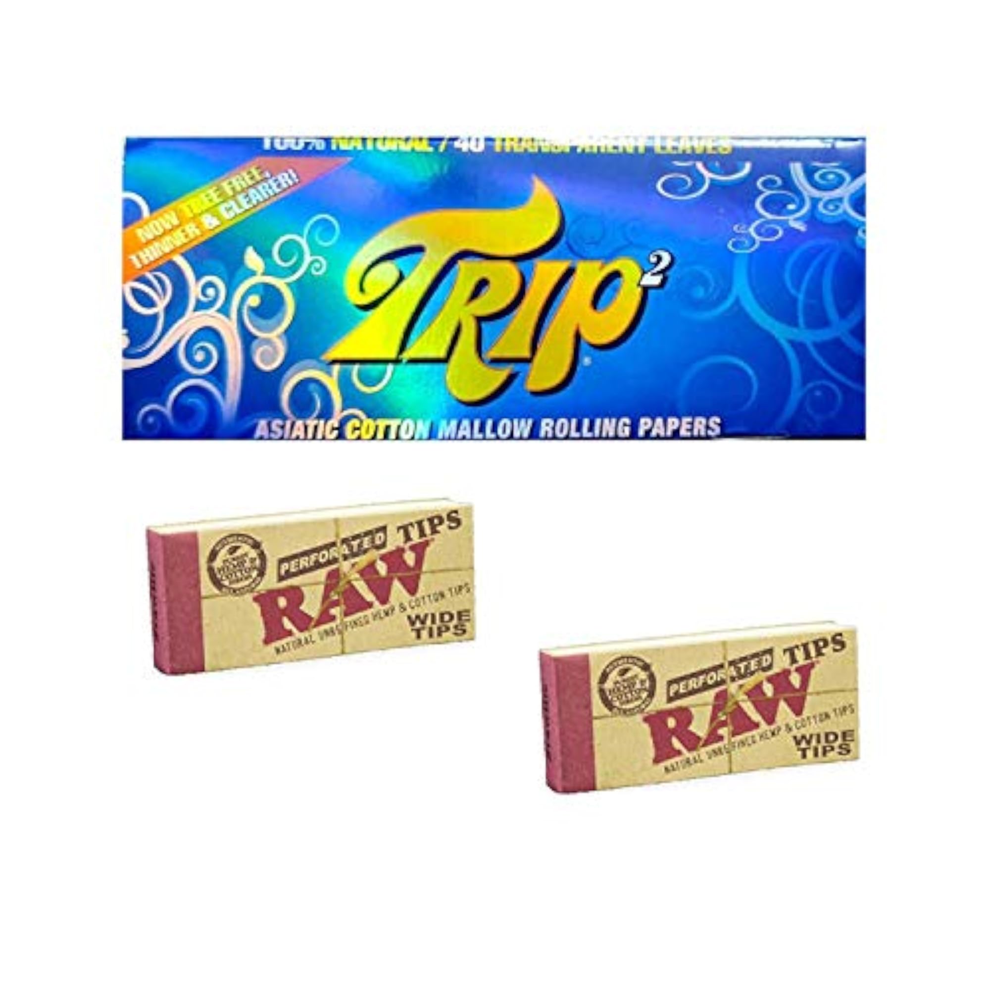 Trip2 Rolling Papers with RAW Filter Tip Booklets Set