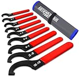 AutoWanderer Tool 9Pcs Coilover Spanner Wrench Set, Adjustable Shock Wrench Universal Carbon Steel Spanners for Most Coil Over Shock Adjustments (Blue)