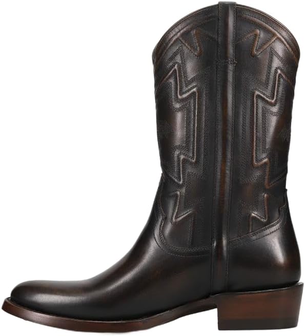 Frye Grady Thunderbird Men's Western Boots, Tall Brush Off Leather, Almond Toe, 11.5" Shaft, Goodyear Welt, Leather Outsole