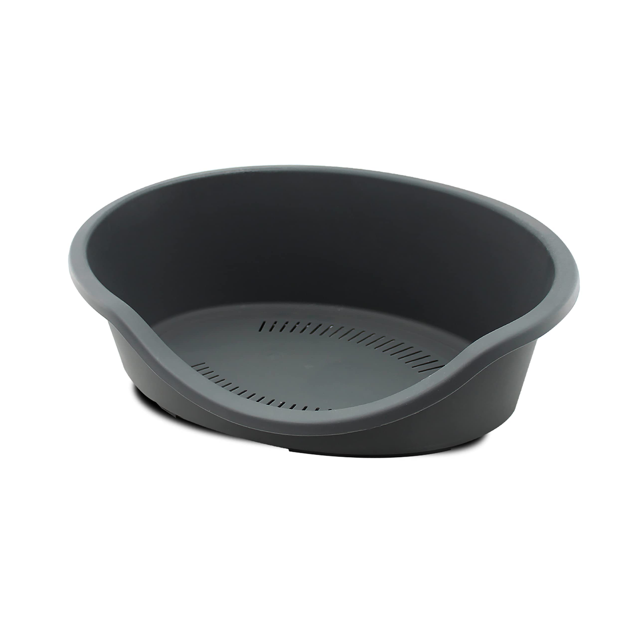 SWR Cesta Plástico Antideslizante para Mascota, 80 x 60 x 25cm, Cuna para Perro y Gato Color Gris