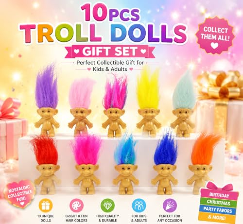 10 muñecos miniatura troll con cabello colorido miniatura 3