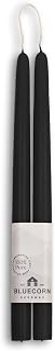 Bluecorn Beeswax 100% Pure Beeswax Taper Candles | Natural Beeswax, Black Unscented Tapered | Soy, Paraffin & Fragrance Free | 12 Inch, Pair - Two Black Candlesticks