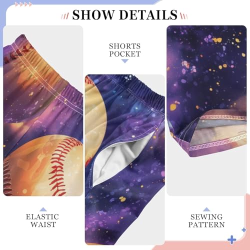 Galaxy Tennis Ball Print Boys Long Pants Soft Trousers Elastic Waist Kids Lounge Bottoms with Pockets S-XL4