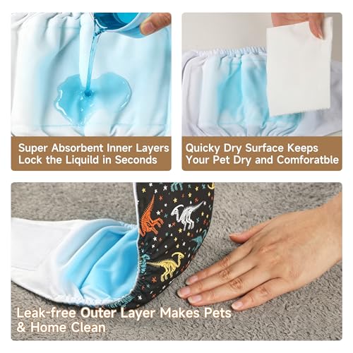 Image of wegreeco Washable Male Dog Belly Band (Stylish Pattern) - Pack of 3 - Dog Diapers Male - Washable Male Dog Belly Wrap (Dinosaur Fossils, Large)