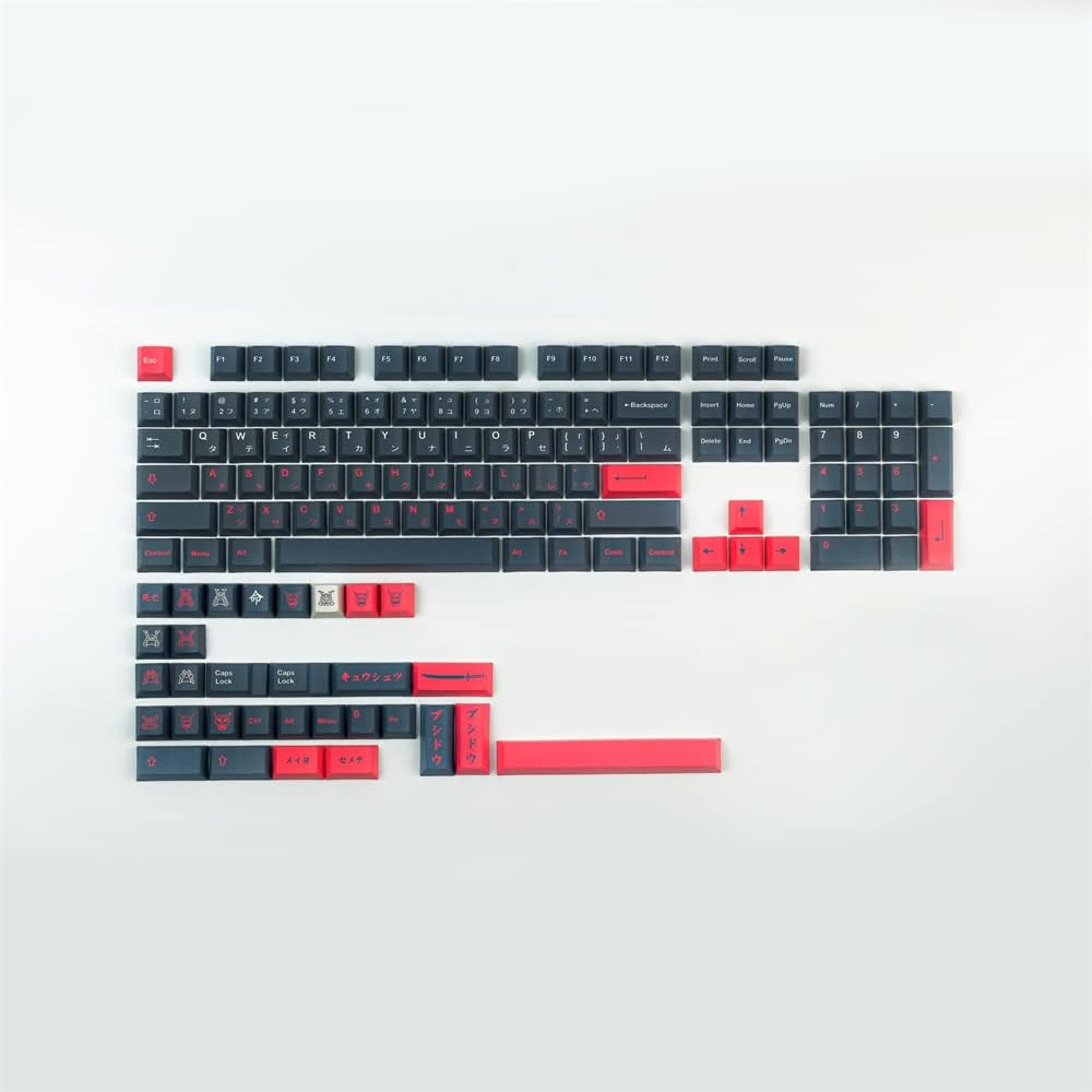 GMK Bushido Keycap Black Green GMK Fear PBT Keycap Full Sets Cherry Profile 5 Face DYE Subbed Compatible 99% Standard Mechanical Keyboard (GMK Bushido)