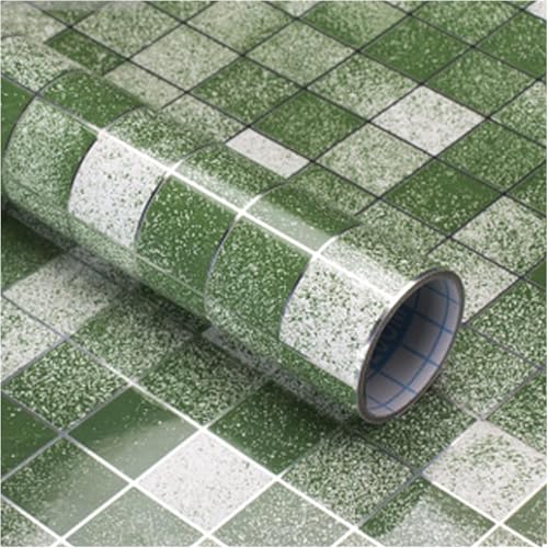 Image of Self-Adhesive PVC 3D Wall Sticker, Oil Proof & Waterproof Green Mosaic Wallpaper for Kitchen, Living Room, Wardrobe, Bedroom & Cafe Walls (60 x 200 cm, Set of 1)
