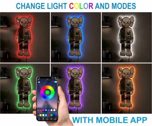 Image of AD INFINITUM LED Wall Lamp, Comic Lover, Bat Cave, Night Lamp, for Gift, Kids Room, Gaming Setup, Gaming Room, Man Cave (KAWS Mirror Backlit)