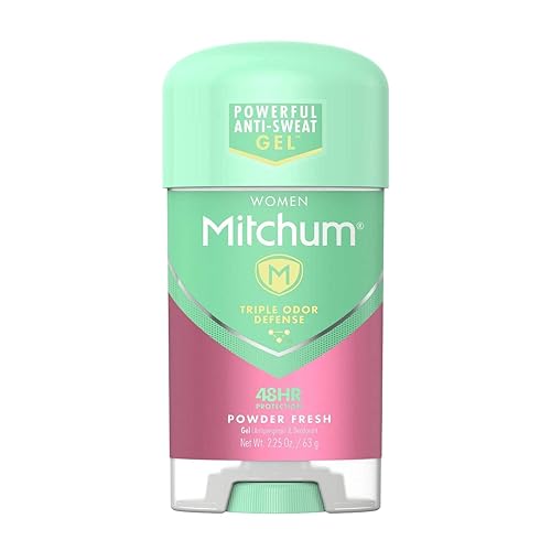 Mitchum Desodorante antitranspirante de gel, triple defensa de olores para mujeres, polvo fresco, 2.25 onzas, paquete de 4