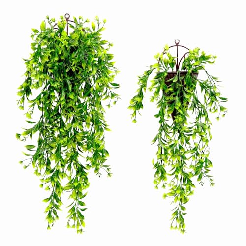 Kingrun 2 Pcs Plantas Artificiales Colgantes Plantas Artificiales Decorativas Planta Artificial Colgante Plantas Colgantes Hiedra para Cocina Balcón Sala de Estar Jardín