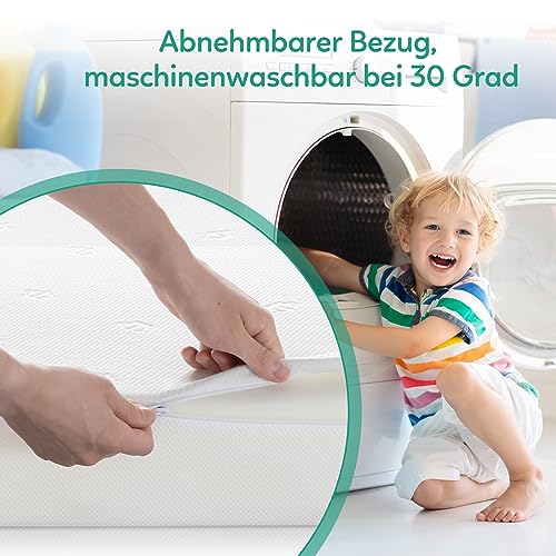 BedStory Babymatratze 70 x 140 für Babybett und Kinderbett,verstellbare Härte 12cm Höhe atmungsaktive Kindermatratze mit abnehmbarem und waschbarem Bezug, Oeko-TEX Standard 100 Zertifiziert