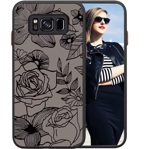 POUHYE Cover per Samsung Galaxy S8+ / S8 Plus Custodia, Case Protettiva Antiurto Silicone Morbido, Indietro Traslucido Opaco Antigraffio, Protezione Completa Fotocamera, 3D Rose Pattern Print Design