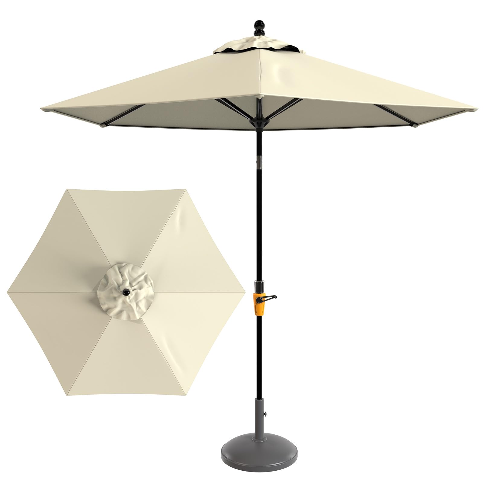 M METERXITY 1 Pack 9ft Patio Umbrella Replacement Canopy for 6 Ribs, Outdoor Market Table Umbrella Top for Backyard/Garden/Courtyard/Swimming Pool, Canopy Only [Beige]