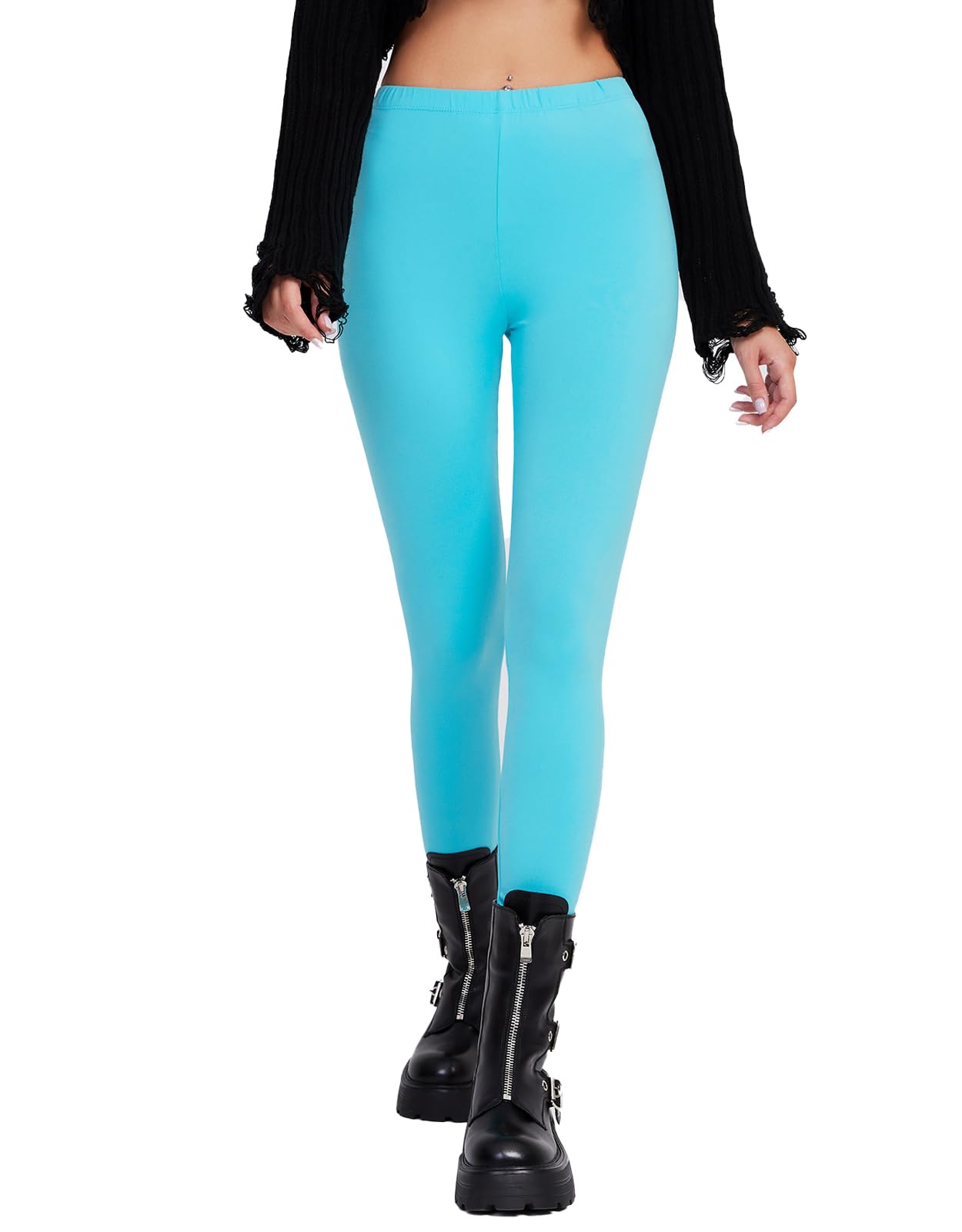 sissycos Women's 80s Leggings Neon Artistic Splash Printed Pants