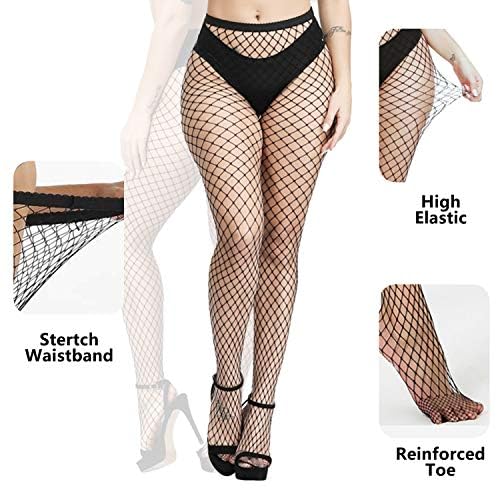 Image of Fishnet Stockings Lace Patterned Tights High Waist Pantyhose Fishnets for Women