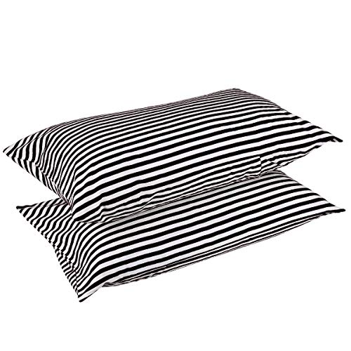 rockcloud Black Stripe Pillow Case Set 400 Thread Count 100% Cotton