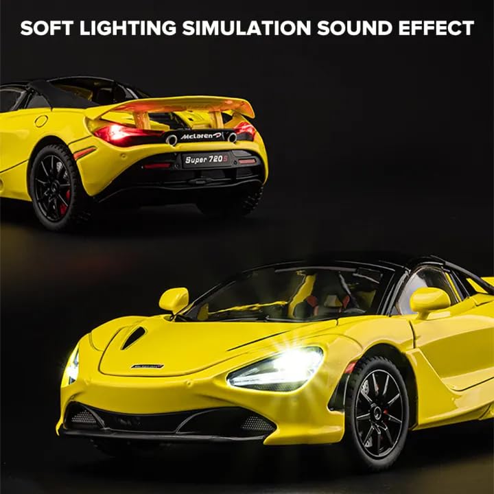 Image of Invite Enterprise 1:24 Mclaren 720 Diecast Metal Pull Back Car with 6 Openable Doors with Sound and Light Toy Decoration car Best Gift Toys for Kids 【Colors as Per Stock】