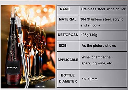 Miniatura 6 de DERNORD Enfriador de vino 3 en 1 de acero inoxidable para botellas de vino, congelador con aireador y vertedor para enfriar más tiempo, verter y