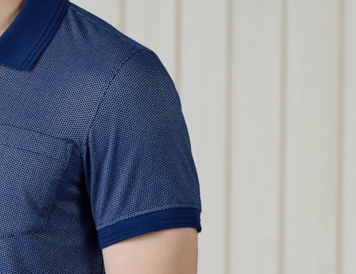 Image of Amazon Brand - Symbol Men Regular Fit Textured Jacquard Polo| Half Sleeves | Available in Plus Size